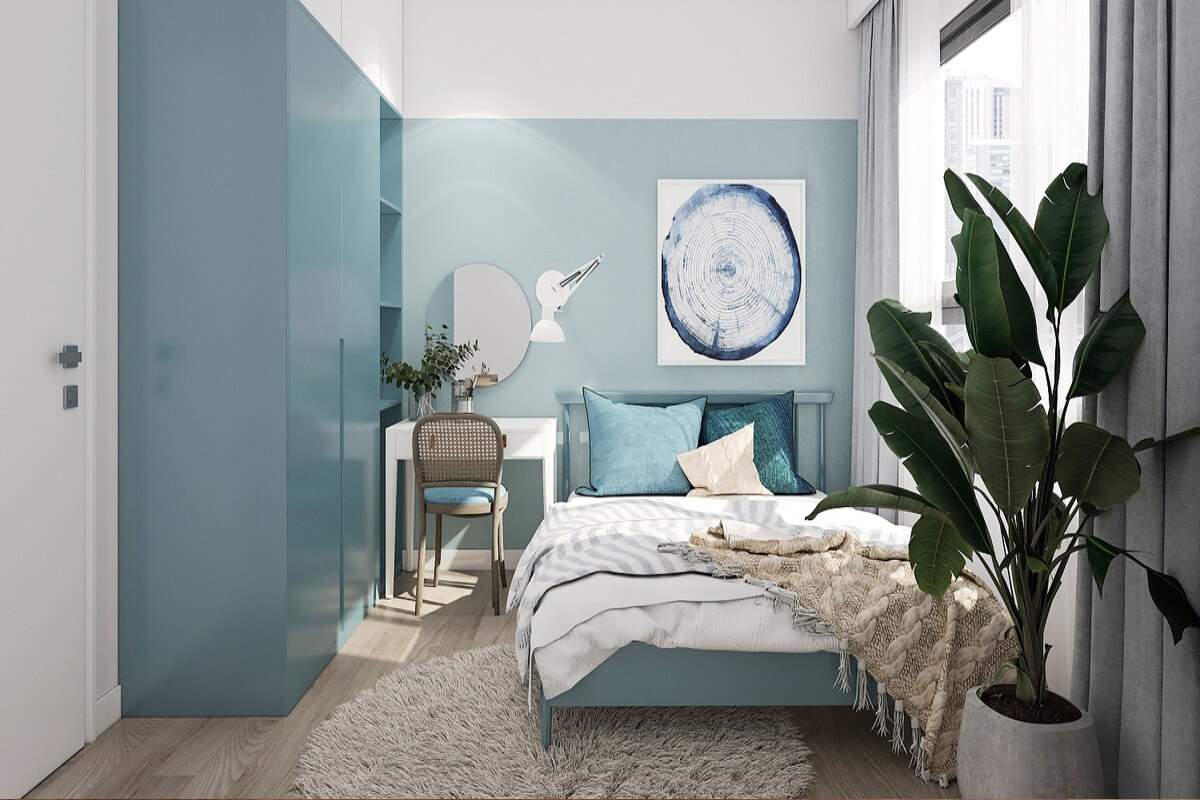 Màu sơn phòng ngủ đẹp xanh mint cho con trai