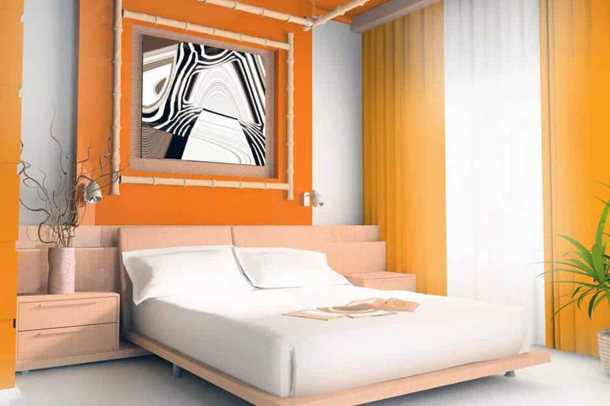Màu sơn phòng ngủ cam năng động