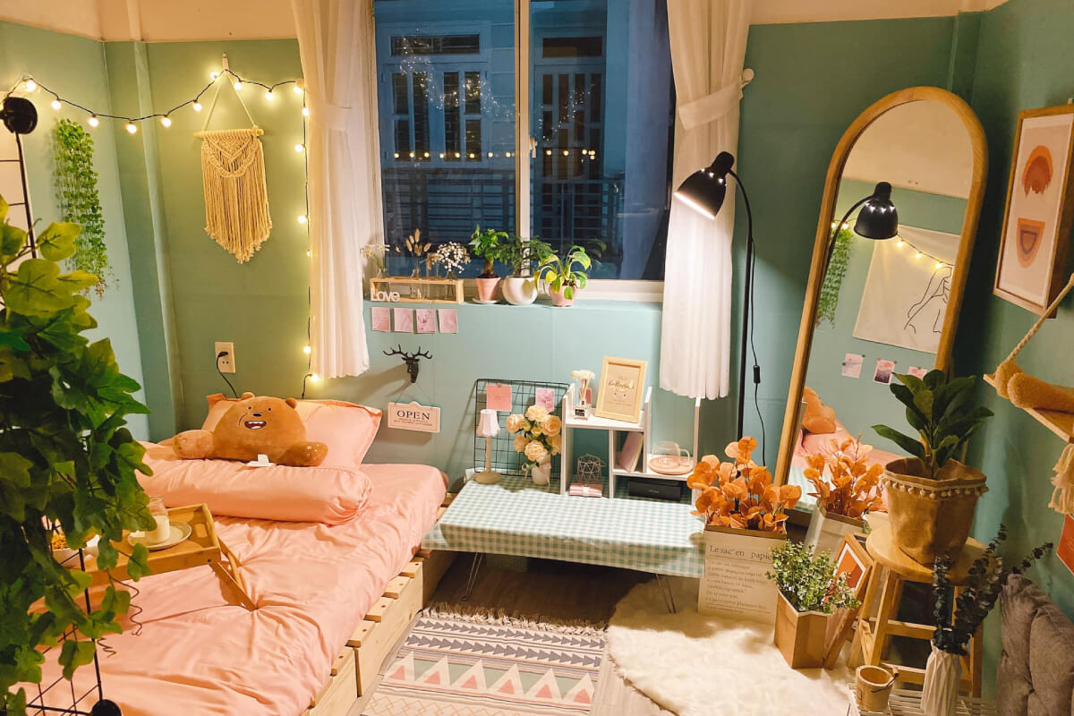 Màu sắc và hoa văn chiếm một phần quan trọng decor phòng ngủ chill