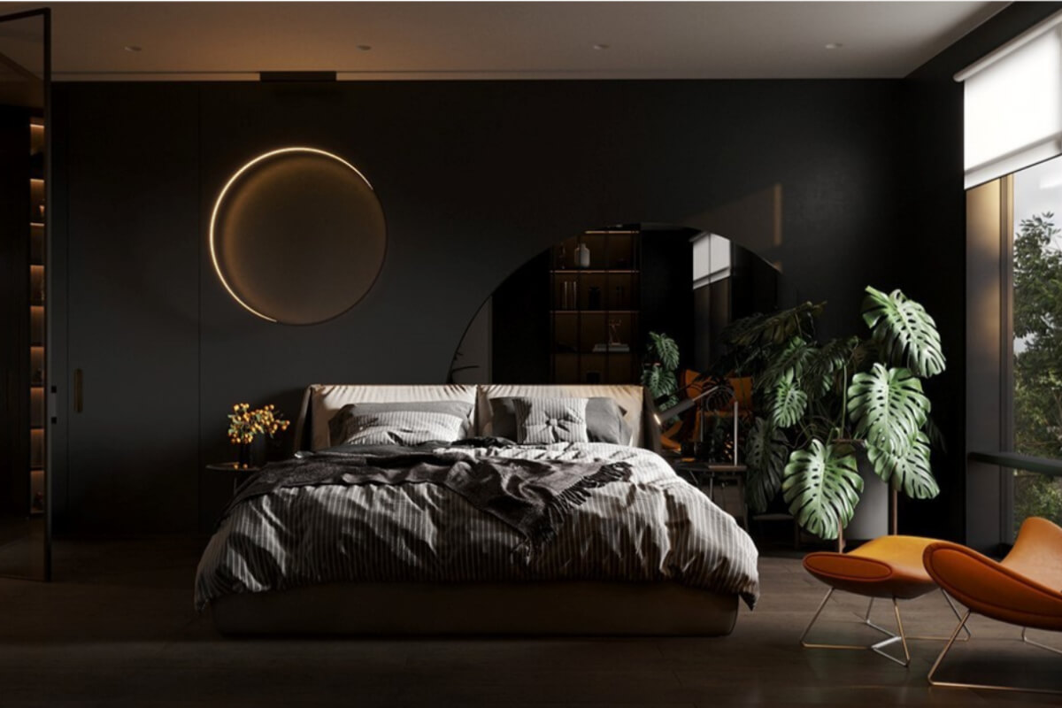 Mẫu phòng ngủ decor tone màu đen huyền bí