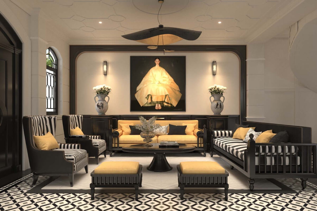 Đồ nội thất hiện đại kết hợp với sự tinh xảo trong thiết kế phong cách Indochine