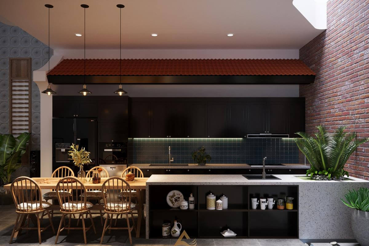 Phòng bếp nhà phố style chuẩn phong cách Indochine 