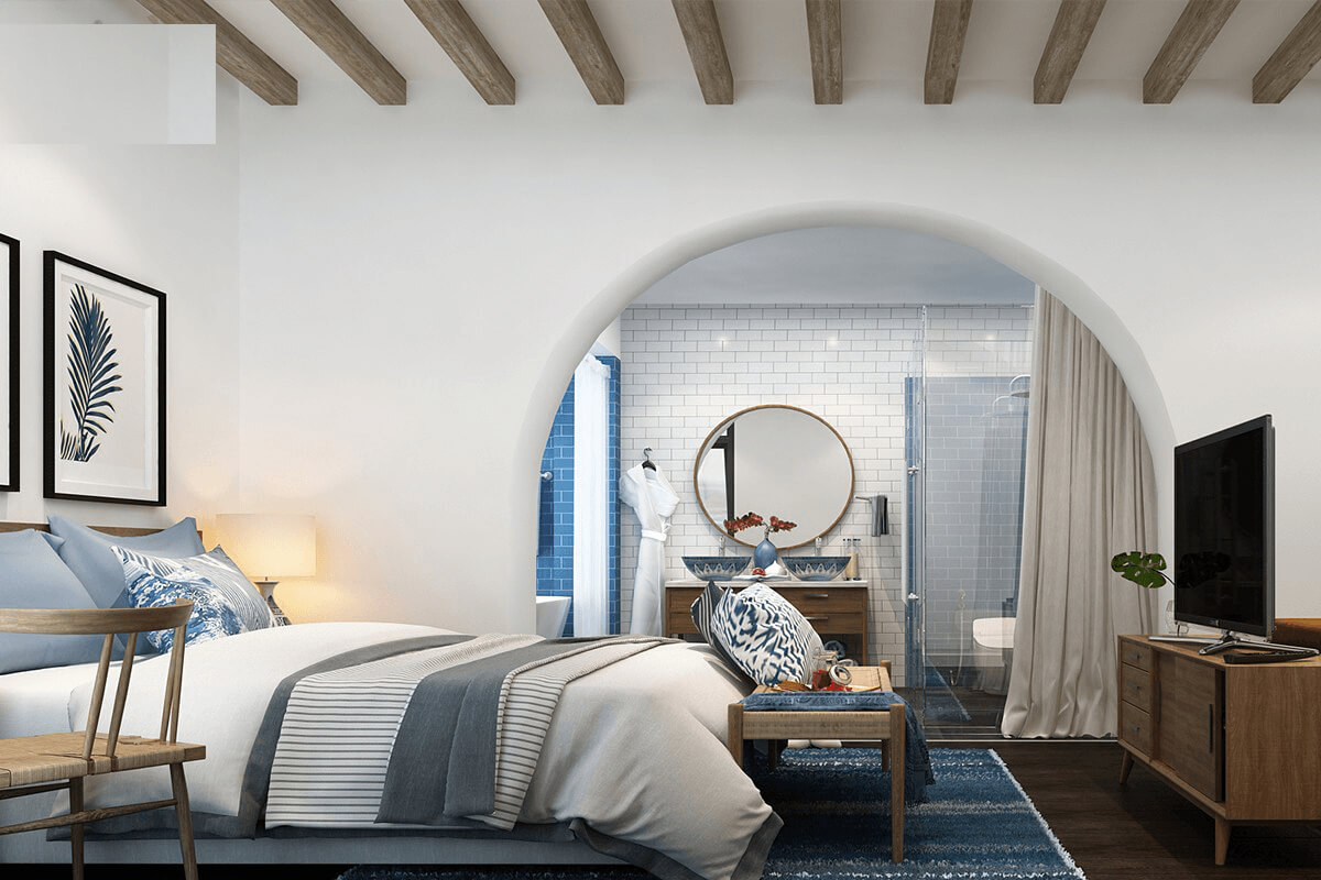 Phong cách Địa Trung Hải biến phòng ngủ hiện đại hơn