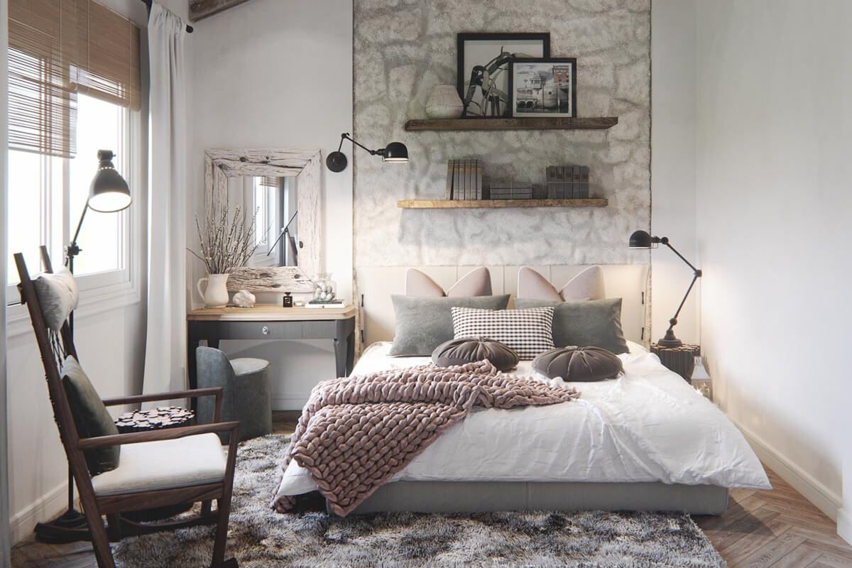 Phong cách Rustic khiến phòng ngủ bắt mắt, độc đáo hơn